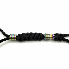 550 Paracord Knife Lanyard Titanium Rainbow Beads EDC Zipper Pull Keychain
