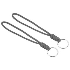2pcs 8″ Paracord Lanyard with Keyring Wrist Cord Badge Holder Strap, Grey