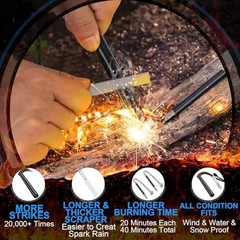 The Professional Ferro Rod Fire Starter Kits Including a 5 Ferro Rod and Two 12