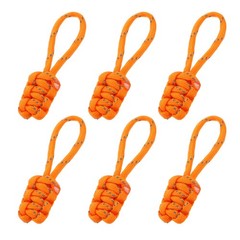 Reflective Paracord Zipper Pull, 75 mm Length for Backpack (6 Pack, Orange)
