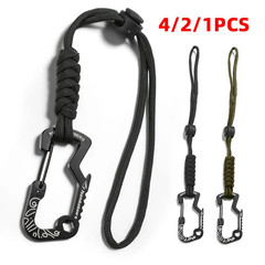 Multifunctional Tactical Hook Carabiner with Paracord Keychain Anti-Loss Rope fo