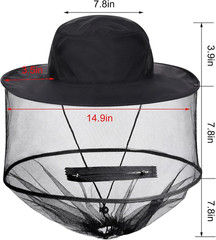 Mosquito Head Net Hat Sun Hat Garden Bug Hat with Hidden Net Mesh for Outdoor…
