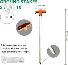 Eurmax USA 10-Pack Secure Protection Galvanized Tent Stakes,Rust-Proof Steel Can