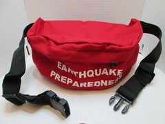Earthquake Preparedness Fanny Pack Red 11″ x 7″ x 6″ Adjustable Black Strap