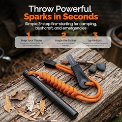 4 Inch Survival Ferrocerium Drilled Flint Waterproof High Spark Fire Starter |