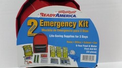READY AMERICA 70280 2-PERSON 3-DAY EMERGENCY KIT & BACKPACK (EXP. 6/2029) SEALED