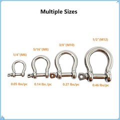 316 Stainless Steel D Ring Bow Shackle 5/16″ 5 Pack