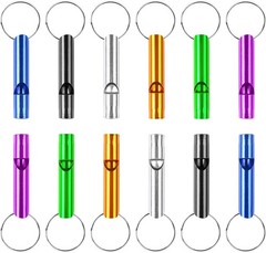 12-Pack Aluminum Emergency Whistles with Key Chains for Outdoor Activities