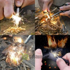 2pc Fire Starter Flint Steel Striker Survival Kit Ferro Rod Camping Outdoor Tool