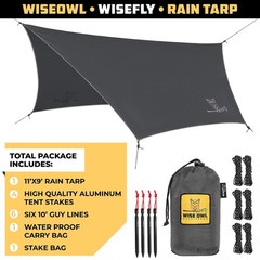Wise Owl Outfitters Hammock Rain Fly – Waterproof Standard (26 oz), Gray