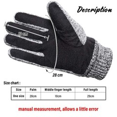 KXF Genuine Leather Winter Gloves for Men Thick Warm One Size, Black-01