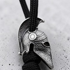 Spartan Helmet Paracord Lanyard Bead Retro Silver Color EDC Knife Lanyard Charm