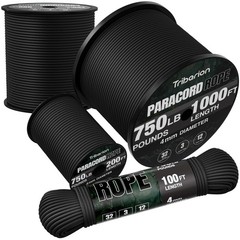 TRIBERION Paracord Rope 750 lb 1000ft 5/32 Parachute Cord 4MM 12 Strand para