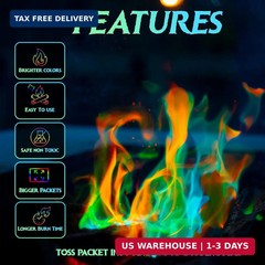 Enchanted Flames Pack of 25 Fire Changing Color Packets for Campfires, Fire Pits
