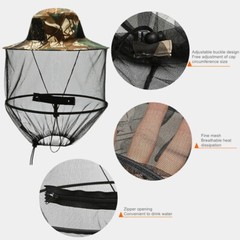 Mosquito Fly Head Net Mesh Hat Bee Insect Bug Mozzie Protector Outdoor Fishing