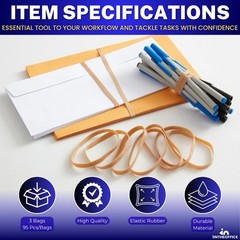 1InTheOffice Rubber Bands Size 64, Elastic 1/4 lb., 3Pack