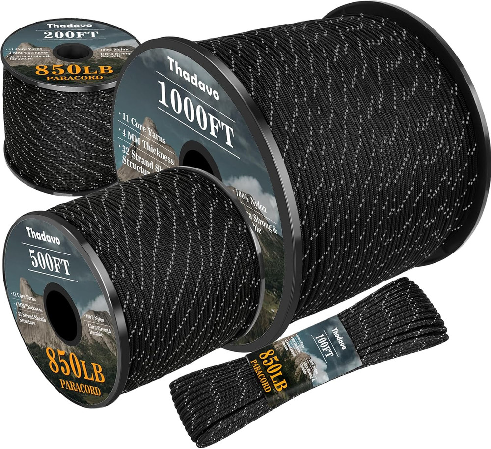 Reflective Paracord Rope 850Lb 4mm 11 Strand Camping Tying Hiking Hunting