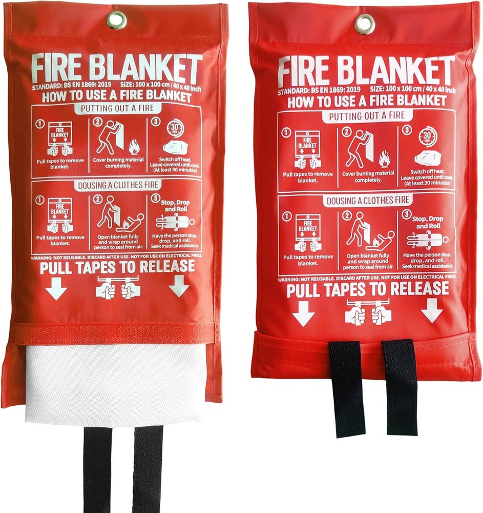 Fire Blanket for Kitchen and Home, 40″ x 40″, Fiberglass 40in x 40in, White