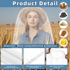 2 Pack Ultra Large Mosquito Net 42X25 Inches Mosquito Head Net Oversized Insect