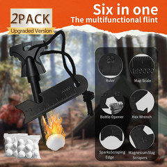 2PCS Magnesium Fire Starter with Striker, High Temp Magnesium Rod, Ferro Rod Fir