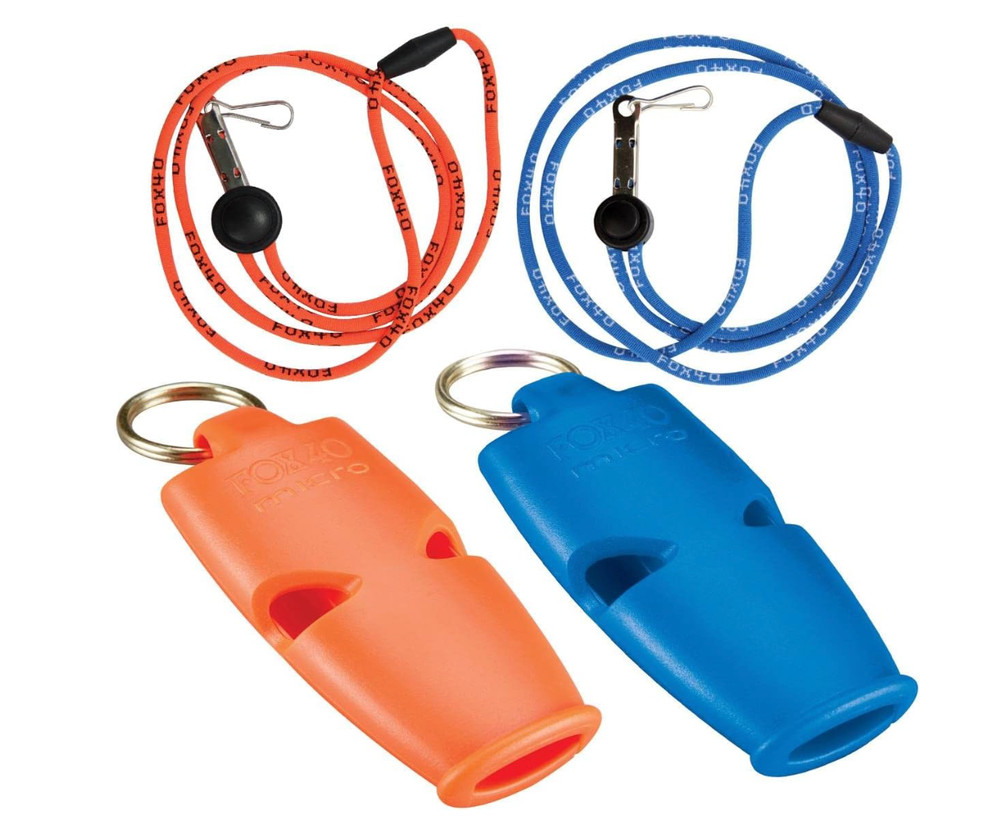 Fox 40 Micro Whistle 2 Pack Orange & Blue with Key Ring