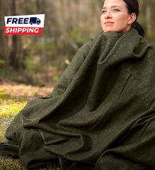 Olive Drab Green Fire Retardant Warm Blanket 66″ X 90″ (80% Wool) US Style