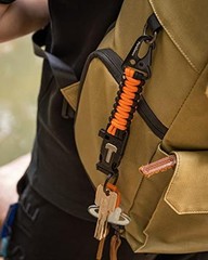 Survival Keychain Fire Starter w/Flint 2pcs, 1 X Black & 1 X Black Orange