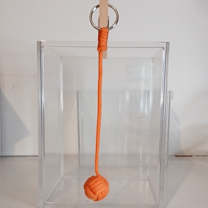 Orange 7″ Braided Nylon Paracord Monkey Fist Knot Keychain Lanyard 1pk (B3)
