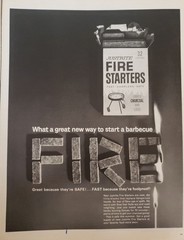 Justrite Fire Starters Print Ad 1963 Ephemera Wall Art Decor Oderless BBQ