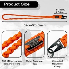 Heavy Duty Paracord Lanyard and Keychain with USA Flag, Tactical Braided Mili…