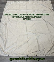 USGI MILITARY ACU DIGITAL CAMO PATTERN REVERSIBLE FIELD TARPAULIN -90″ X 80″
