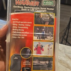 Go Warmer Rechargeable Electric Hand Warmer 3 Heat, LED, USB Power Bank, Gray