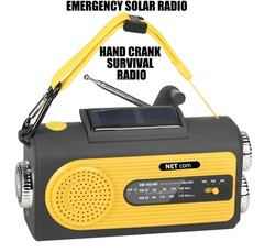 AM/FM/NOAA Emergency Solar Radio. Dynamo Hand Crank for Power Generation.