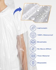 Disposable Adult Rain Ponchos 5 Pack Waterproof Emergency Rain Gear