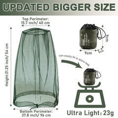 Mosquito Head Net Mesh Face and Neck Protection for Camping Hiking 2 Pack