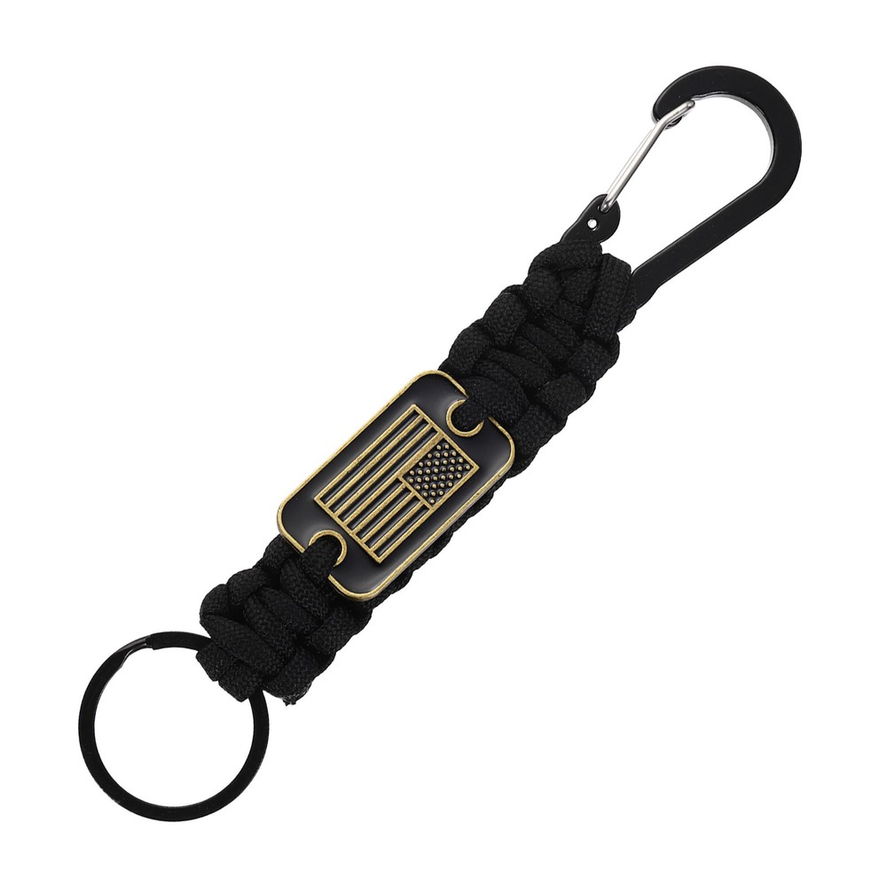 Paracord Keychains, Paracord Keychain with USA Flag, Black