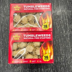 2- Box Royal Oak Tumbleweeds Natural Fire Starters 16 Pack