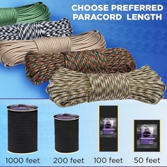 Teceum Paracord Type Iii 550 Reflective Neon Orange 200 Ft Tactical Rope