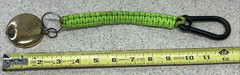 Compass On Green Paracord with Black Carabiner. Free Shipping