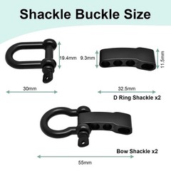 Paracord Bracelet Buckles U Shape Adjustable Clips Black Silver Tactical Strap