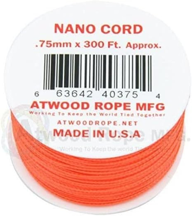 Neon Orange NS17 .75Mm X 300′ Nano Cord Paracord Made in the USA