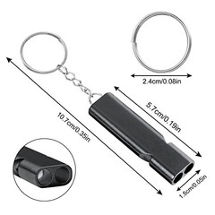 flintronic Survival Whistle with Keyring, Emergency Whistle Gold+silver+black