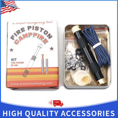 Black Fire Piston Fire Starter Kit Metal Compression Tube Camping Gear
