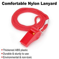 12PCS Red Emergency Whistle with Lanyard, Super Loud Plastic Whistles Bulk