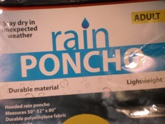 Hooded Poncho Emergency Rain Gear Red Lightweight Adult One Size B6-7