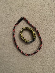 Paracord Bracelet and Necklace Baseball Camping Hiking Bundle Red Yellow