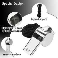 100 Pcs Stainless Steel Whistle with Lanyard, Sports Whistles for Adults, Lou