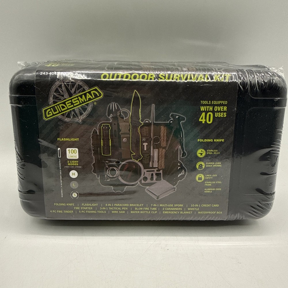 Guidesman Outdoor Survival Kit. Tools Equipped with Over 40 Features.