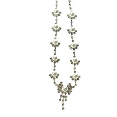 Bridal Wedding Rhinestone Crystal Pearl Necklace Earrings Jewelry Set Party