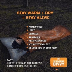 Monterra Emergency Survival Bivvy, Sleeping Bag, Hiking Large, Orange